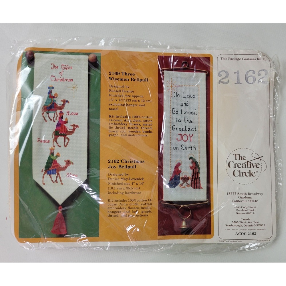 Vintage 1984 The Creative Circle Christmas Joy Bellpull Cross Stitch Kit 2162